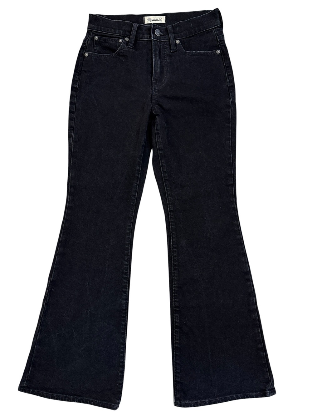 Madewell Perfect Vintage Flare Jeans Black High Rise Cotton Stretch 25P (26x28)